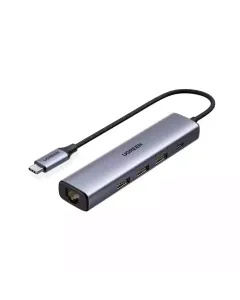 Ugreen Multifunctional Adapter Hub Usb Type C - 3 X Usb / Ethernet Rj-45 / Usb Type C Pd Gray (Cm475)