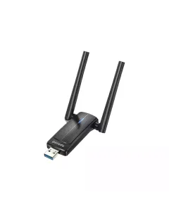 Porodo Dual Band Wifi6 Usb Adapter With Additional Usb A To Type-c Adaptor And External Antenna - Black