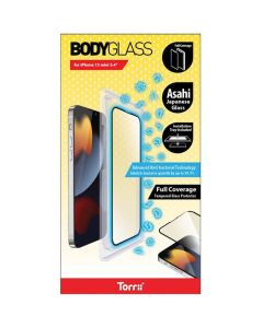 Torrii Bodyglass Screen Protector for iPhone 13 mini (5.4) Anti-bacterial Coating - Full Coverage Curved - Black