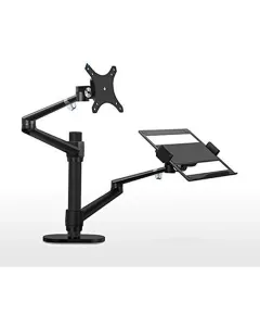 Gamvity Aluminum Height Adjustable Desktop Dual Arm 17-32 Inch Monitor Holder+12-17 Inch Laptop Holder Stand Full Motion Mount Arm Ol-3l - Black