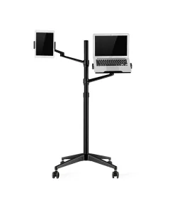 Multifunction Computer Floor Stand For Laptop/tablet/phone Holder Height/angle Adjustable With Wheel Aluminum Up-9l - Black