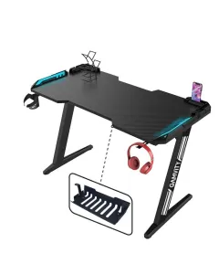 Gamvity Z-shaped (140x60x73)cm Gaming E-sports Desk With Armour Light - Black