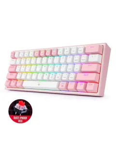 Redragon Fizz Rgb Wired Mechanical Gaming Keyboard Dust Proof Red - White/pink