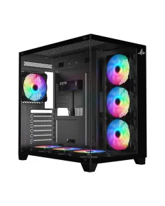 Sharx Profin XI700B Mid Tower Two Panel Front & Left Side Tempered Glass Case with 7 RGB Fans - Black