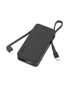 Momax 1-Power Vital+ Battery Pack 10000mAh With Dual Built-In Usb-C & Lightning Cable Black