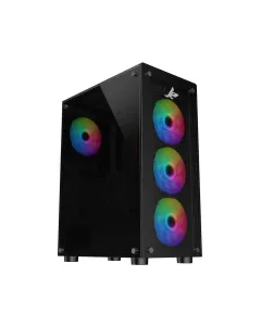 Sharx Zephyr Mid Tower Two Panel Front & Left Side Tempered Glass Case with 4 RGB Fans - Black