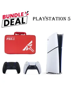 PS5 Slim Digital Console (R2) Bundle – Includes Controller + Carrying Bag Red
