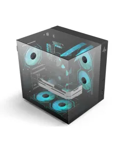 Sharx Profin GX500 ATX Tower Three Panel Front,Top & Left Side Tempered Glass Case with 5 RGB Fans - Black