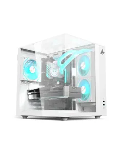 Sharx Profin GX500 ATX Tower Three Panel Front,Top & Left Side Tempered Glass Case with 5 RGB Fans - White