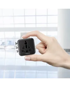 Momax 1-World Travel Adaptor - Black (UA19D)