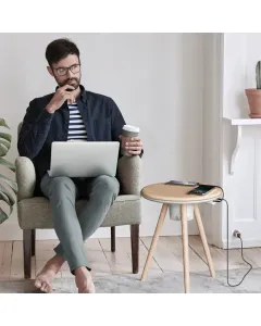 Momax Cymbal Multifunctional Foldable Smart Table With Wireless Charging, Speakers, USB-C Ports, and LED Lighting Effects