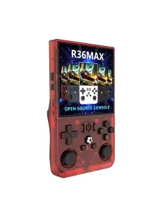 R36 Max Retro Handheld Game Console With 64G Built-in 10000+ Games - Transparent Red