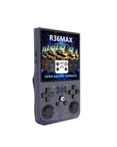 R36 Max Retro Handheld Game Console With 64G Built-in 10000+ Games - Transparent Gray