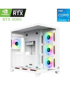 GAMING PC SHARX – Intel Core i5 14th Gen | RTX 5060 8GB | 1TB SSD | 16GB RAM White
