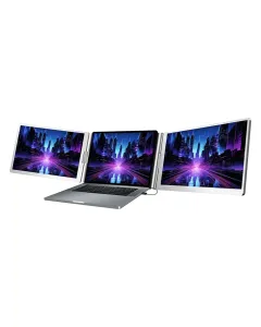 Powerology Dual Screen Portable Monitor - Silver PDSLM14
