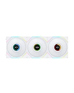 LIAN LI UNI FAN TL LCD Reverse Blade 120mm ARGB Case Fan with 1.6" LCD Screen (Pack of 3) -White
