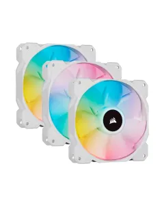 Corsair iCUE SP120 RGB ELITE Performance 120mm White PWM Fan - Triple Pack with Lighting Node CORE