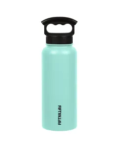 Fifty Fifty 34oz Insulated Bottle with Wide Mouth 3-Finger Lid - Aquamarine