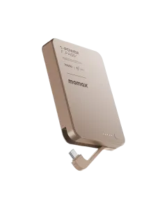 MOMAX 1-POWER F.PASS⁺ 10000MAH MAGNETIC BATTERY PACK WITH BUILT-IN CABLE - SANDSTONE