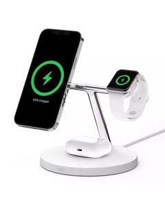Belkin BOOST CHARGE PRO 3-in-1 Wireless Charger with MagSafe 15W - White