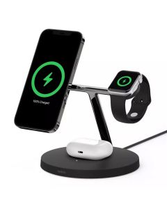 Belkin BOOST CHARGE PRO 3-in-1 Wireless Charger with MagSafe 15W - Black