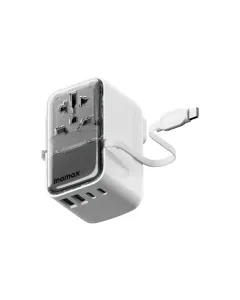 Momax 1-world+ Flow 4-port Travel Charger With Built-in Usb-c Cable 35w