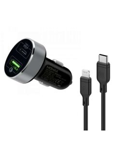 MOMAX 2 IN 1 USB-C PD Car Fast Charger 20W with Lightning Cable 1.2m - Black