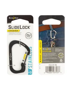 Nitelze Slide Lock Carabiner Stainless Steel #3 - Black