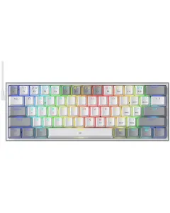Redragon Fizz Rgb Wired Mechanical Gaming Keyboard - White/grey (Dust-proof Red) (English&arabic)