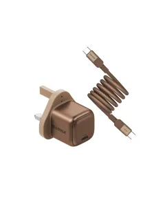 Momax 1-charge Gan 30w 1 Port Charger + 60w Usb-c To Usb-c Magnetic Cable 1m - Desert