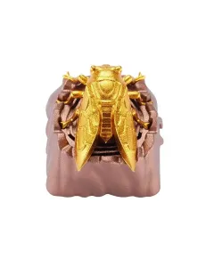 ZomoPlus Customized 3D GOLDEN CICADA Cherry MX Switches And Clones, Game And Movie Theme Metal Keycap With CNC Engraving (1u Size) For Mechanical Gaming Keyboard - Golden