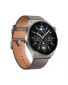 Huawei Watch GT3 Pro ODIN-B19V Smartwatch - Gray Leather Strap 46mm 