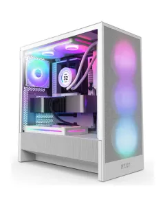 Nzxt H Series H5 Flow Rgb (2024)compact Mid-tower Atx Case With Rgb Fans - White