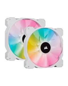 Corsair iCUE SP140 RGB ELITE Performance 140mm White PWM Fan - Dual Fan Kit with Lighting Node CORE