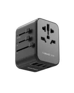 Momax 1-World PD35W 5 ports + AC Travel Adapter - Black