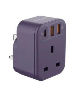 Momax - OnePlug 1-Outlet Extension Socket With USB - Deep Purple