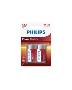 Philips Power Alkaline LR14 C Batteries 1.5V 2 Pack