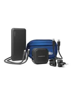 Powerology 5 In 1 Universal Power Combo 10000mah Pd Power Bank & 38w Charger World Travel Kit & Fast Charging Pvc Cable - Black