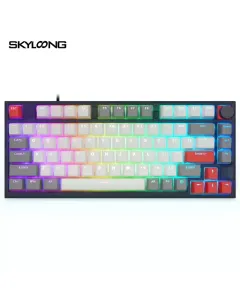 Skyloong Gk75 Wired - Grey-white-red (Mechanical & Hot-swappable Knob) Gaming Keyboard (Switch Yellow)