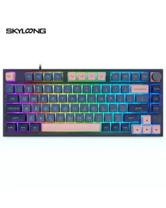 Skyloong Gk75 Wired - Blue-pink (Mechanical & Hot-swappable Knob) Gaming Keyboard (Switch Red) (English)