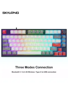 Skyloong Gk75 Double Shot - Grey-white-red (Mechanical & Hot-swappable Knob) Gaming Keyboard (Switch Yellow)