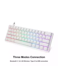 Skyloong Gk61 Three Modes Connection Abs White Mechanical Gaming Keyboard - Switches Blue