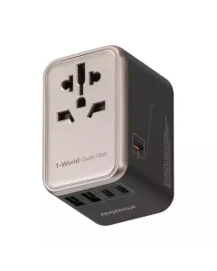 Momax 1-World 70W GaN Universal Travel Charger - Natural Titanium Chroma