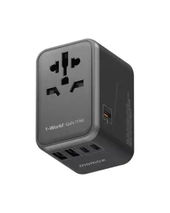 Momax 1-World 70W GaN Universal Travel Charger - Black