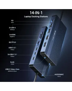 Acasis 14 Ports 4k 60hz Usb C Docking Station With Pd 100w Charging