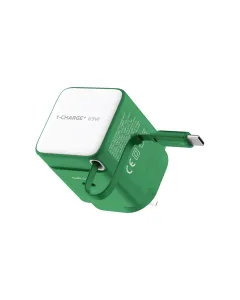 Momax 65w Gantech 1-charge+1-port Gan Charger With Retrachable Usb-c Cable - Green