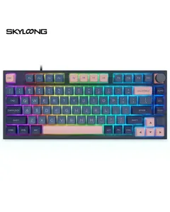 Skyloong Gk75 Rgb Gaming Keyboard Gateron Optical Silver Switch English / Arabic Layout - Blue/Pink