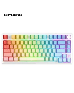 Skyloong Gk76he Wired Magnetic Gaming Keyboard (Phantom Crystal White) Rainbow Contour Keycaps