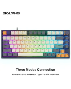 Skyloong Gk75 Three Modes Connection - Tigry (Mechanical & Hot-swappable Knob) Gaming Keyboard (Switch Yellow) English / Arabic Layout