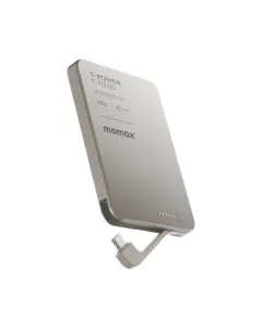 Momax 1-Power F.Pass⁺ 5000mAh Magnetic Battery Pack with Built-in Cable - Titanium